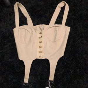 Tan corset shirt crop